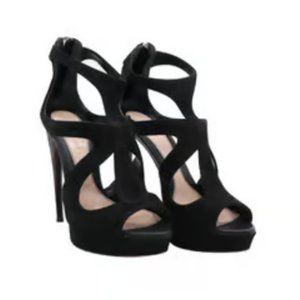 Steve Madden Black Suede Strappy Platform Stiletto Heels